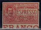 ITALIA 1903 - Espresso 25 C. - Varietà Non Dentellato **   (g626b) - Eilsendung (Eilpost)