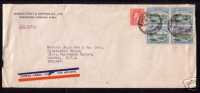 JAMAICA VF 1936 COVER - Jamaica Fruit And Shipping Co -KINGSTON To LONDON Tied By BLOCK Of 4 Scott # 80 +103A - Giamaica (1962-...)