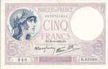 - BILLET DE 5  FRANCS - VIOLET - 840 - SV-21-9-1939 - - 5 F 1917-1940 ''Violet''