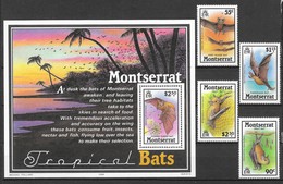 Montserrat 1988 MiNr. 696 - 699 (Block 47) Bats  4v + S\sh  MNH** 16,50 € - Pipistrelli