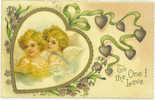 GREETING - VALENTINE - To The One I Love - CUPIDS IN HEART- Embossed - VIOLETS - HEARTS - RIBBONS - 1909 - Valentijnsdag