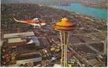 Helicopter Above Space Needle, Seattle WA World's Fair 1962 Vintage Postcard - Hubschrauber