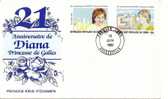 Enveloppe Fdc Congo, 21 Ans De La Princesse Diana, Princesse De Galles, 1982 - FDC