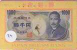 Télécarte JAPAN Billet De Banque (74) Bank Note  Bills  Notes  Money  Banknote Bill  Banknotes Bankbiljet Japan - Sellos & Monedas