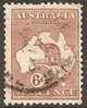 AUSTRALIA - 1923 6d Kangaroo, Wmk 10 (3rd). Scott 49. Used - Gebraucht