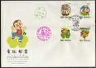 FDC 1992 Toy Stamps Chopstick Gun Iron-ring Grass Fighting Ironpot Dragonfly Goose Ox Kid - Non Classificati