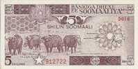 - AFRIQUE - BANQUE DE SOMALIE - 5 SHILLINGS - 1987 - - Somalia