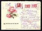 RUSSIA Entier Postaux,postal Stationery Registred  Cover With Roses 1974 Mailed. - Roses