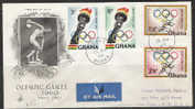 S932.-.GHANA .-. OLYMPIC GAMES ROME 1960 .-. REG. COVER TO USA, ARRIVAL CACHET. - Summer 1960: Rome