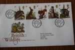 FDC FIRST DAY COVER 1ER PREMIER JOUR D'EMISSION BRITISH WILDLIFE ENGLAND ROYAUME UNI PHILATELIC BUREAU ANIMAUX DE FORET - 1971-1980 Dezimalausgaben