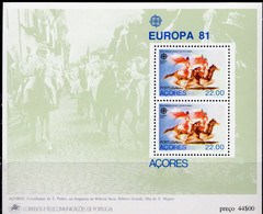 Folklore EUROPA 1981 Azoren Block 2 ** 4€ Reiter-Spiele Ribeira Grande Hoja Sheet Bloque Bloc M/s CEPT Bf Portugal - 1981