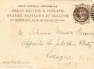 Entero Postal LONDON 1891, Via Ostende A Cologne - Briefe U. Dokumente