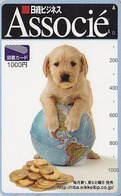 Carte Japon - ANIMAL - CHIEN LABRADOR Globe Terrestre Pièce De Monnaie - DOG Globus & Coin Japan Card - HUND - 486 - Stamps & Coins