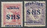 Croatia, SHS, 1918, Two Values; 15+2f, 40+2f, With Inverted Overprint, Certificat - Croazia
