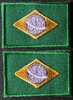 Patchs / Ecussons  2 Drapeaux  3 X 4,5   BRESIL  BRASIL  BRAZIL  BRASILE  BRASILIEN  PORT  OFFERT - Flags