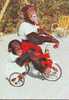 Scimmia Scimpanzè Con Cucciolo Su Bicicletta Triciclo - Scimmie