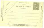 FRANCE - EP CARTE LETTRE SEMEUSE LIGNEE 15c INSCRIPTIONS SUR 3 MARGES DATE 841 NEUVE - Letter Cards