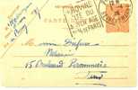 FRANCE - EP CARTE POSTALE SEMEUSE LIGNEE 50c OBL. DAGUIN PROVINS / PARIS 3/4/1929 - Kartenbriefe