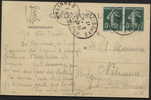 Semeuse 5c(2) Obl. ROUBAIX EXPOSITION S/carte Postale Vers Nalinnes 1911 - Temporary Postmarks