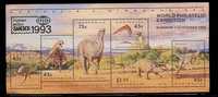 Australia 1993 Dinosaur Era Stamps S/s Bangkok Overprinted - Blokken & Velletjes