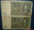 10Reichbanknote.2 Billets 1929,etat Moyen - 10 Mark