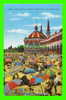 SANTA CRUZ, CA - CASINO AND PARASOLS AT BEACH - WELL ANIMATED IN 1949  - - Santa Barbara