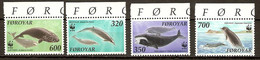 Faroe Islands 1990  MiNr. 203 - 206  Dänemark Färöer Marine Mammals Whales WWF  4v   MNH**  8,00 € - Wale