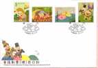 FDC 2009 Children Folk Rhymes Stamps Train Music Doll Bird Fish Lotus Firefly Rain Horse Soldier Castle Rabbit - Dolls