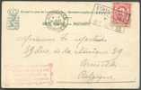 CV Affr. Guillaume IV à 10 Centimes Obl. Ambulant ECHTERNACH/ETTELBRUCK Du 15-9-1908 Vers Bruxelles + Griffe Enc. Rouge - 1906 Guillermo IV