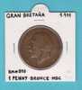 GRAN  BRETAÑA   1  PENNY  1.911  BRONCE  KM#810   MBC/VF     DL-8840 - Other & Unclassified