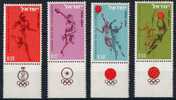 ISRAEL Poste 255 à 258 ** MNH + TAB Course Disque Basketball Football Sport - Unused Stamps (with Tabs)