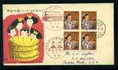 Japan 1962 Hinamatshuri Doll Festival Blk Of 4 On FDC - Carnavales