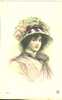 THEMES - Ref C130- Mode -chapeau - Chapellerie - Portrait De Femme Avec Chapeau  -fleurs Roses- Carte Bon Etat - - Mode