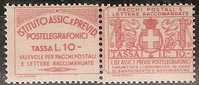 1936 REGNO ASSICURATIVI 10 LIRE MNH ** CERTIFICATO - Taxe Pour Mandats