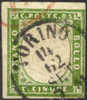 Sardinia #10 Used 5c Green Of 1862-63 - Sardinië