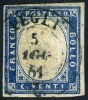 Sardinia #12a Used 20c Blue Of 1861 - Sardegna