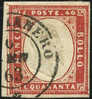 Sardinia #13 Used 40c Red Of 1863 - Sardinië