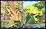 Australia 1999 Small Pond Life 50c Se-tenant Pair Of Frogs CTO - Kikkers