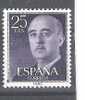 ESPANA / Espagne 1955, General Franco, Yvert N° 857, 25, Violet Foncé , Neuf * Avec VARIETE "TACHE DE COULEUR"; B/TB - Variétés & Curiosités