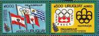 Olympiade 1976 Uruguay  Block 25 ** 42€ Olympia-Embleme, Flaggen Von Österreich, Canada, Uruguay - Hiver 1976: Innsbruck