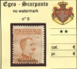 EGEO - SCARPANTO - N.9 Cat. 700  Euro - GOMMA INTEGRA - MNH** - Egeo (Scarpanto)