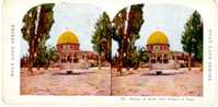 Palestine Holy Land "Omar Mosque" Stereo Colorful Postcard 1904 - Stereoskopie