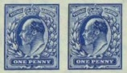 GREAT BRITAIN 1913 Edward IMPERF With WMK PAIR Printer's Sample Trial [PRINT:1000] - Errors, Freaks & Oddities (EFOs