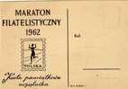 Tarjeta, MARATON , FILATELISTYCZNY 1962, (Polonia) - Storia Postale