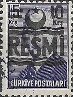 TURKEY 1955 Official - Inonu - 10k. On 15k - Violet FU - Timbres De Service