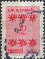 TURKEY 1981 Official - 10l. - Red And Pink FU - Francobolli Di Servizio