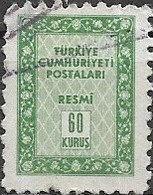 TURKEY 1960 Official - 60k. - Green FU - Official Stamps