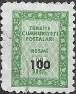 TURKEY 1963 Official Surcharged -  100k. On 60k - Green FU - Official Stamps