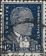 TURKEY 1931 Kemal Ataturk - 121/2k. - Blue FU - Used Stamps