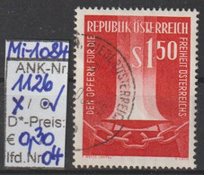 1961 - ÖSTERREICH - SM  "Opfer Für Die Freiheit Österreichs" S 1,50 Rot -  O Gestempelt  -  S. Scan  (1126o 04   At) - Gebraucht
